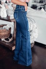 Load image into Gallery viewer, Asymmetrical Open Knee Distressed Flare Jeans