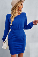 Load image into Gallery viewer, Ruched Dropped Shoulder Textured Knit Dress