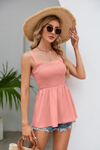 Load image into Gallery viewer, Smocked Square Neck Babydoll Tank