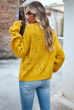 Load image into Gallery viewer, Openwork Long Sleeve Notched Neck Sweater