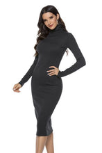 Load image into Gallery viewer, Ribbed Turtleneck Long Sleeve Dress