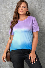 Load image into Gallery viewer, Plus Size Gradient Color Block Tee Shirt
