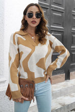 Load image into Gallery viewer, Two-Tone Johnny Collar Dropped Shoulder Pullover Sweater