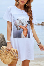 Load image into Gallery viewer, Round Neck Short Sleeve T-Shirt Dress