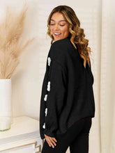 Load image into Gallery viewer, Flower Dropped Shoulder Open Front Cardigan