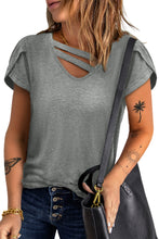 Load image into Gallery viewer, Strappy V-Neck Petal Sleeve Tee