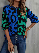 Load image into Gallery viewer, Leopard Round Neck Long Sleeve Sweater