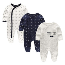 Load image into Gallery viewer, Baby 3 Piece Printed Long Sleeve Footed Jumpsuit