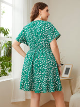 Load image into Gallery viewer, Plus Size Printed Tie Neck Ruffled Dress