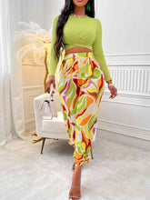 Load image into Gallery viewer, Crisscross Tied Top and Straight Leg Pants Set