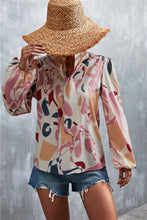 Load image into Gallery viewer, Printed Tie Neck Puff Sleeve Blouse
