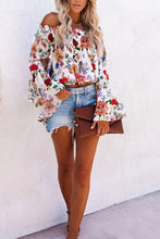 Load image into Gallery viewer, Printed Off Shoulder Flare Sleeve Blouse
