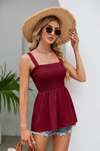 Load image into Gallery viewer, Smocked Square Neck Babydoll Tank