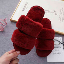 Load image into Gallery viewer, Faux Fur Double Strap Slippers