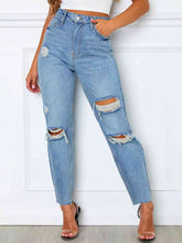 Load image into Gallery viewer, Distressed High Waist Straight Jeans