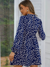 Load image into Gallery viewer, Printed Frill Neck Long Sleeve Dress