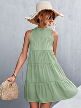 Load image into Gallery viewer, Tie Back Mock Neck Tiered Dress