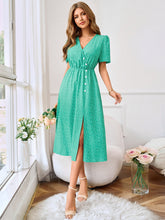 Load image into Gallery viewer, Printed Decorative Button Slit Dress
