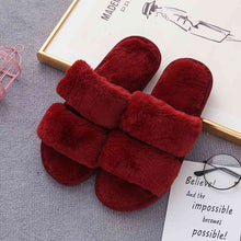 Load image into Gallery viewer, Faux Fur Double Strap Slippers