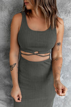 Load image into Gallery viewer, Crisscross Cutout Scoop Neck Slit Midi Dress