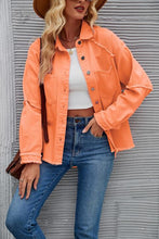 Load image into Gallery viewer, Raw Hem Collared Denim Jacket