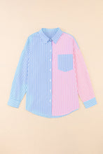 Load image into Gallery viewer, Striped Two-Tone Long Sleeve Shirt with Pocket