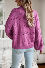 Load image into Gallery viewer, Openwork Long Sleeve Notched Neck Sweater