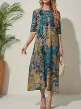 Load image into Gallery viewer, Full Size Printed Half Sleeve Midi Dress
