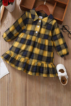 Load image into Gallery viewer, Girls Plaid Ruffled Shirt Dress