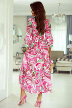 Load image into Gallery viewer, Printed Surplice Neck Flounce Sleeve Dress