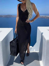 Load image into Gallery viewer, Slit Openwork V-Neck Sleeveless Cover Up