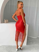 Load image into Gallery viewer, Sequin Fringe Spaghetti Strap Dress