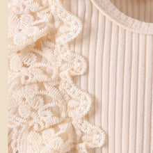 Load image into Gallery viewer, Baby Girl Lace Detail Round Neck Bodysuit and Bow Pants Set