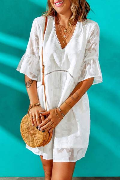 SOPHIA Flounce Sleeve Mini Dress