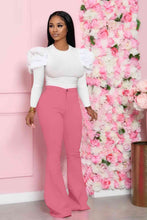 Load image into Gallery viewer, Leg-Of-Mutton Sleeve Top and Flare Pants Set