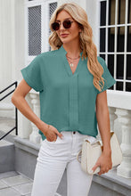 Load image into Gallery viewer, Notched Short Sleeve Blouse