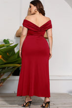 Load image into Gallery viewer, Plus Size Crossover Off-Shoulder Split Dress