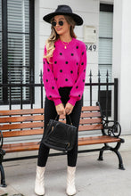 Load image into Gallery viewer, Polka Dot Round Neck Dropped Shoulder Sweater