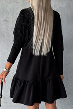 Load image into Gallery viewer, Notched Long Sleeve Ruffle Hem Mini Dress