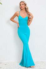 Load image into Gallery viewer, Crisscross Spaghetti Strap Fishtail Dress