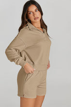 Load image into Gallery viewer, Half Button Sweatshirt and Shorts Active Set