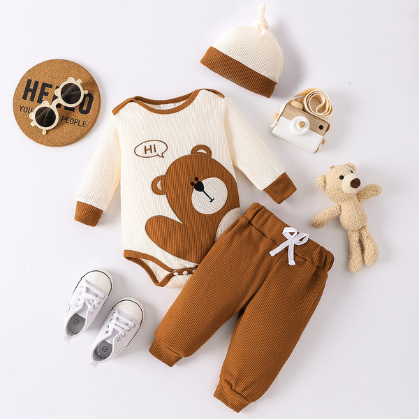 Baby Bear Round Neck Bodysuit and Joggers Set