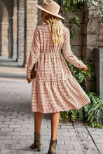 Load image into Gallery viewer, Collared Neck Long Sleeve Midi Dress