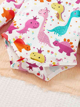 Load image into Gallery viewer, Baby Girl Dinosaur Top and Buttoned Skirt Set