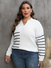 Load image into Gallery viewer, Plus Size Striped V-Neck Sweater