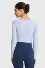 Load image into Gallery viewer, Cutout Long Sleeve Cropped Sports Top