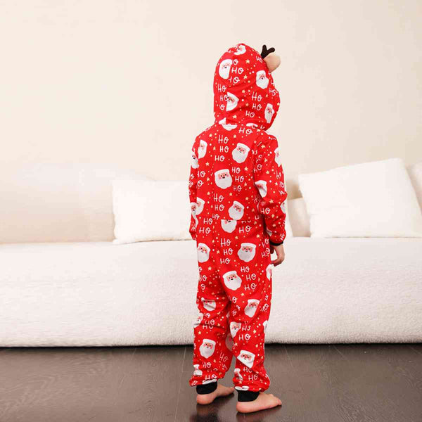 Baby Santa Print Hooded Jumpsuit