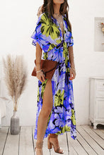 Load image into Gallery viewer, Plunge Split Printed Short Sleeve Dress