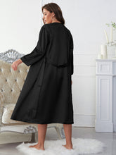 Load image into Gallery viewer, Satin V-Neck Cami, Shorts, and Belted Robe Pajama Set