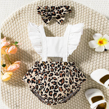 Load image into Gallery viewer, Baby Girl Leopard Print Cutout Square Neck Romper